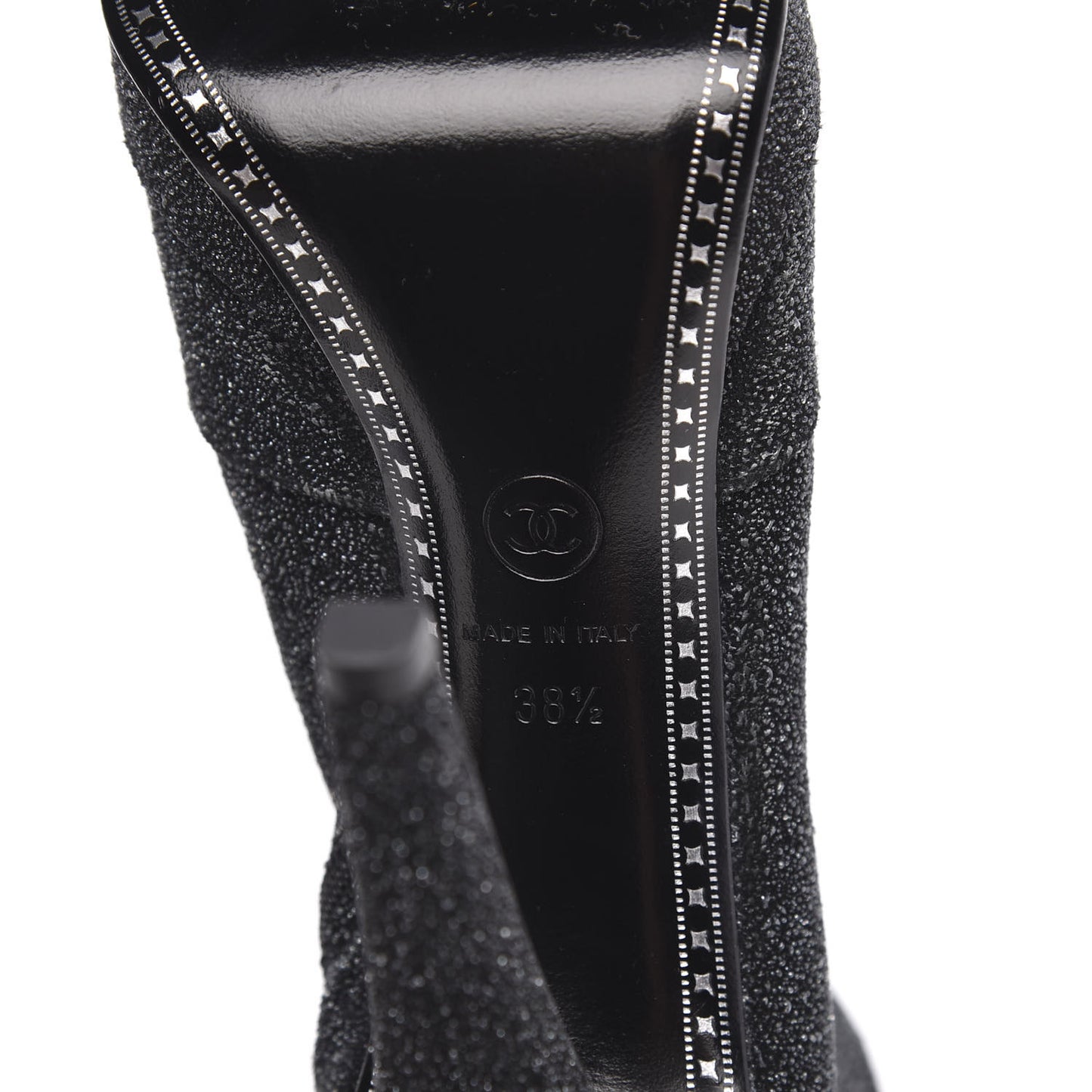 Glitter Suede Cap Toe Short Boots 38.5 Black Taupe