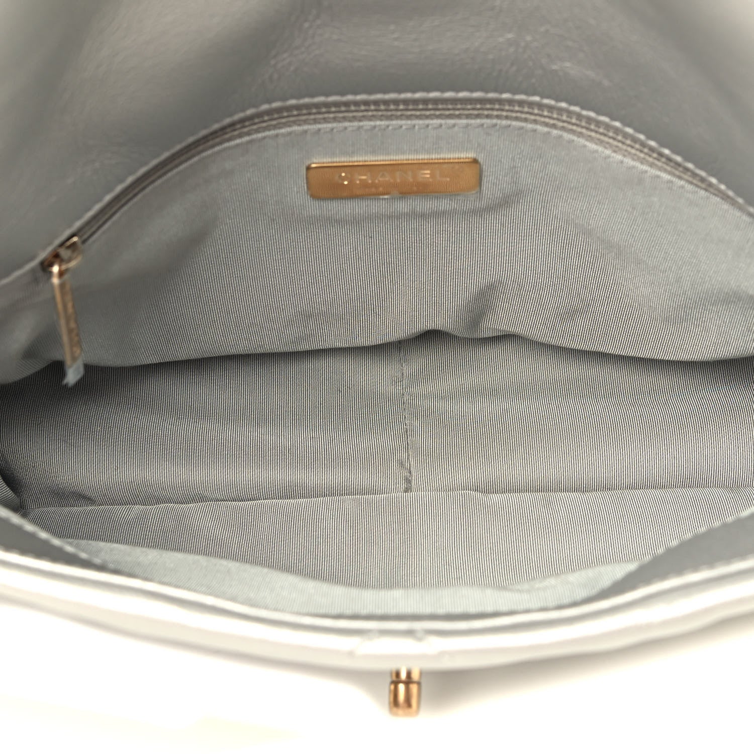 Chanel Metallic Goatskin Quilted Large Chanel 19 Flap Silver 4 of 4