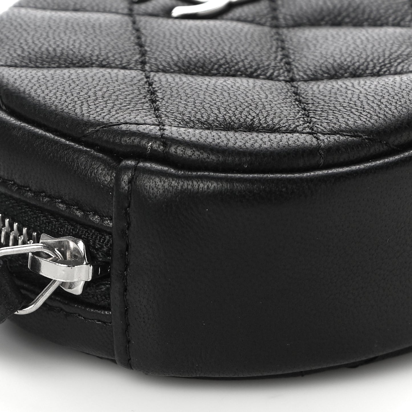Lambskin Quilted Zip Around Classic Coin Purse Black