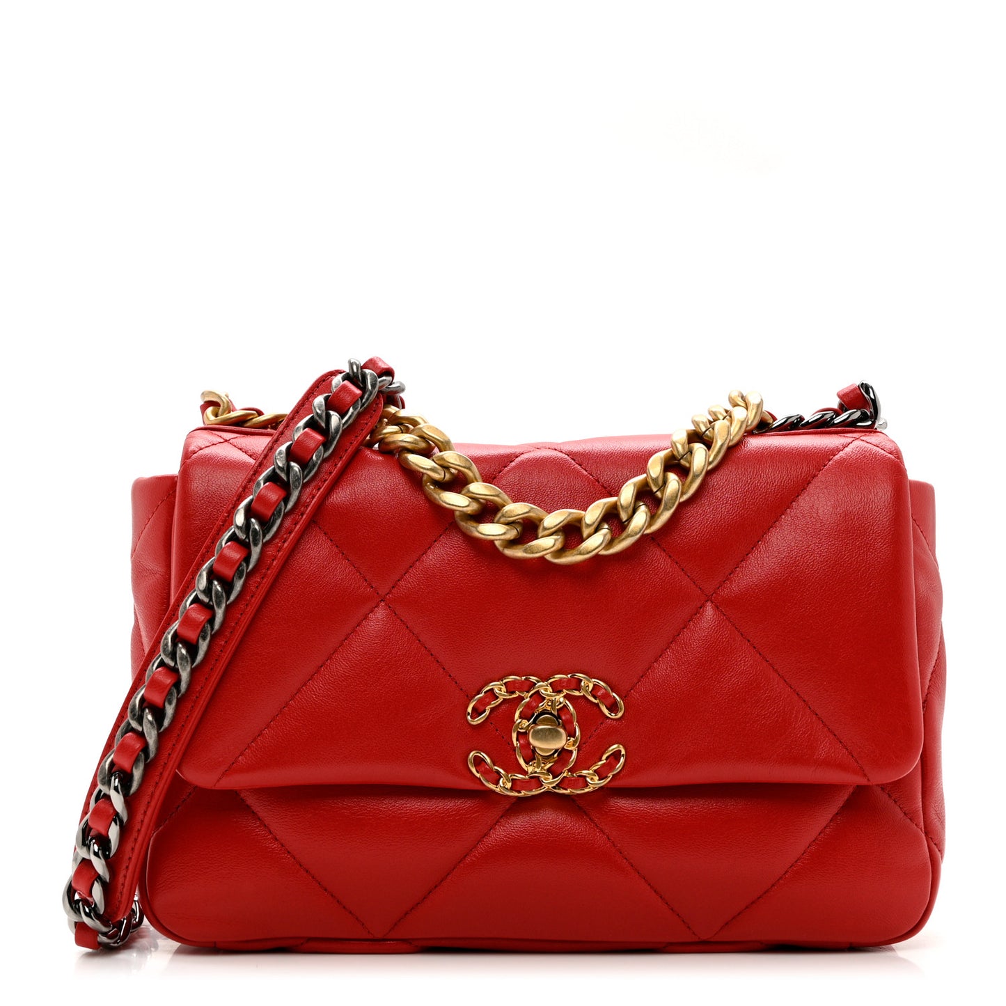 Lambskin Quilted Medium Chanel 19 Flap Red