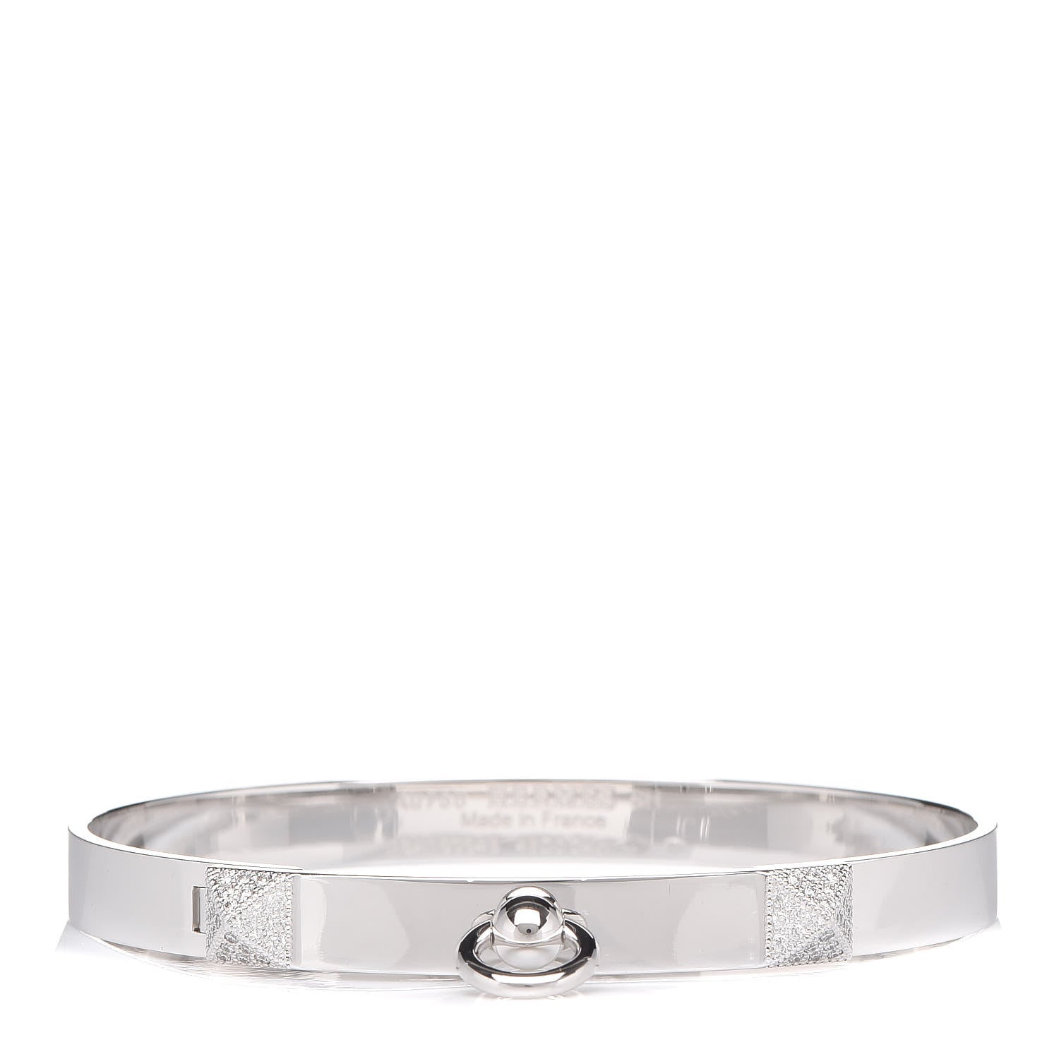 Hermes 18K White Gold Diamond PM Collier De Chien Bracelet SH 1 of 5