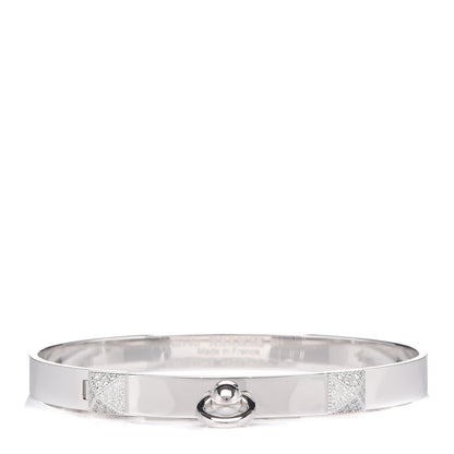 Hermes 18K White Gold Diamond PM Collier De Chien Bracelet SH 1 of 5