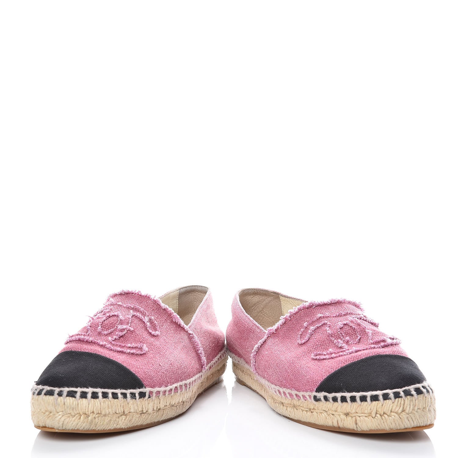 Chanel Linen CC Espadrilles 38 Pink Black 5 of 10