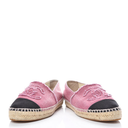 Chanel Linen CC Espadrilles 38 Pink Black 5 of 10