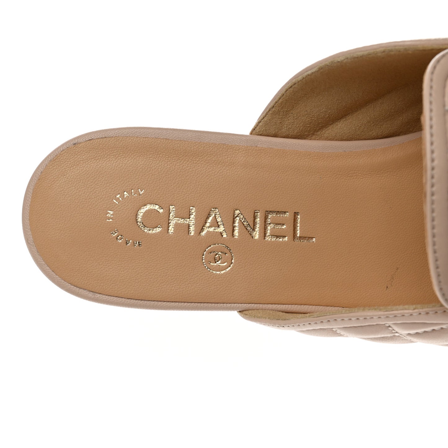 Lambskin Quilted Chain CC Mules 39 Light Pink
