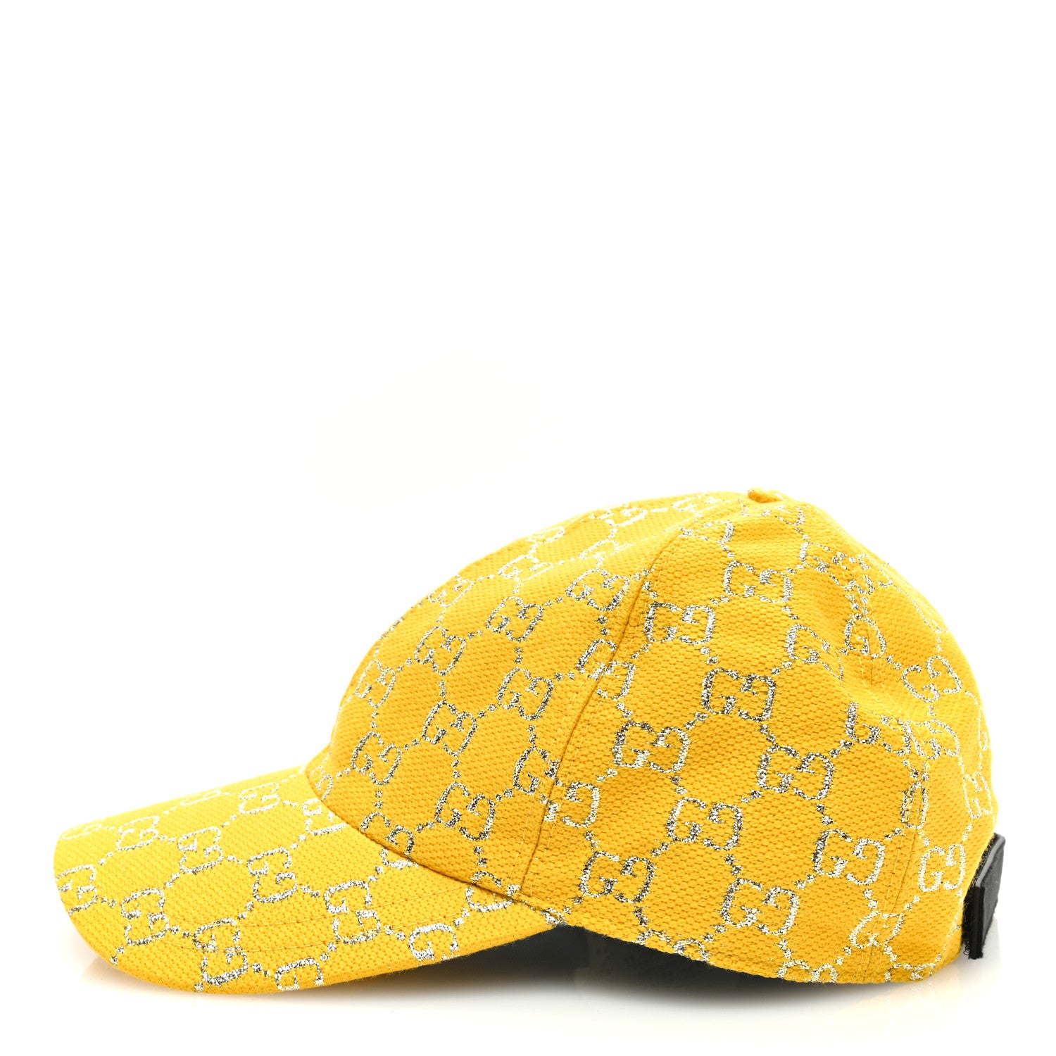 Gucci Canvas Lame GG Monogram Rush Baseball Hat M Yellow Silver 5 of 8