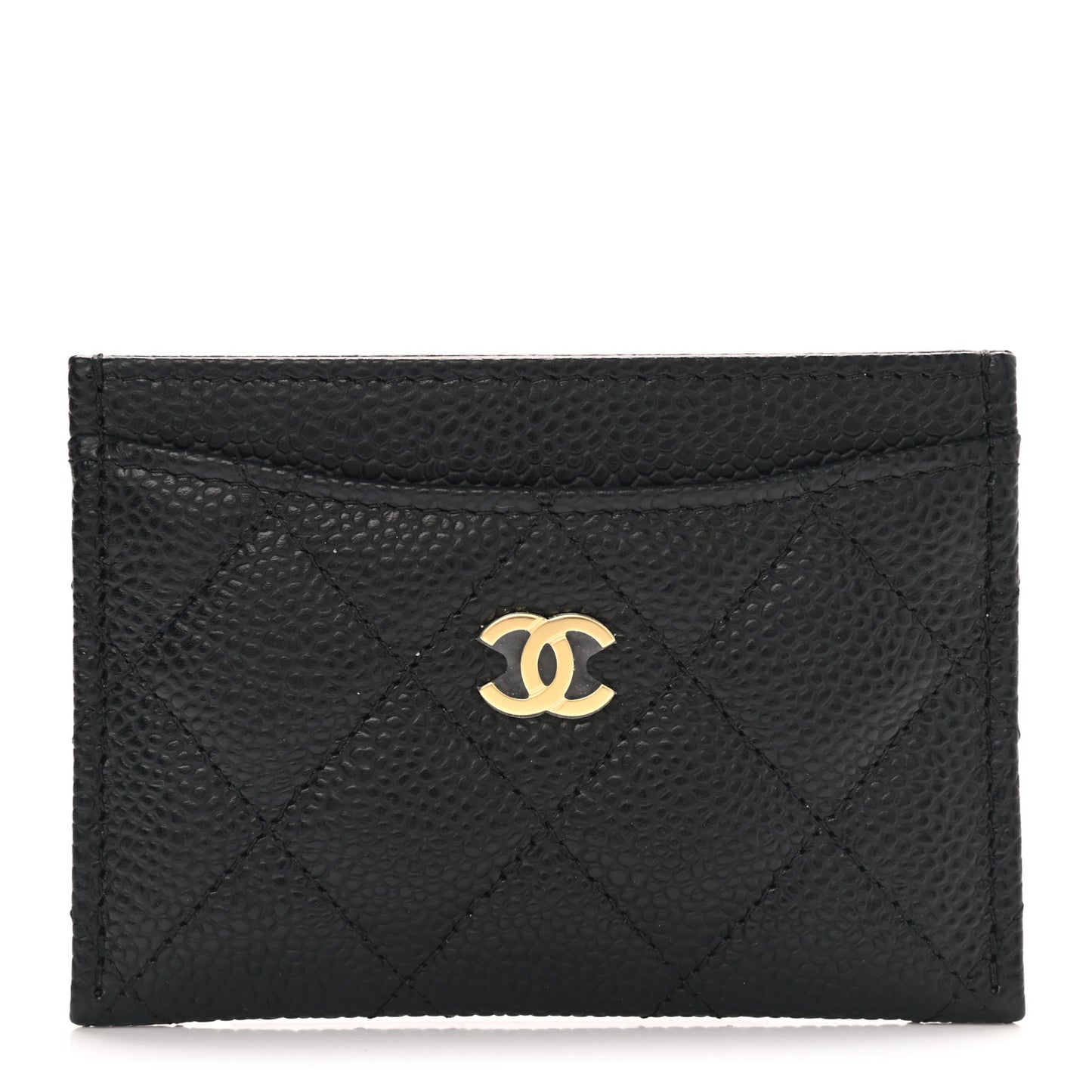 Caviar Quilted Card Holder Black