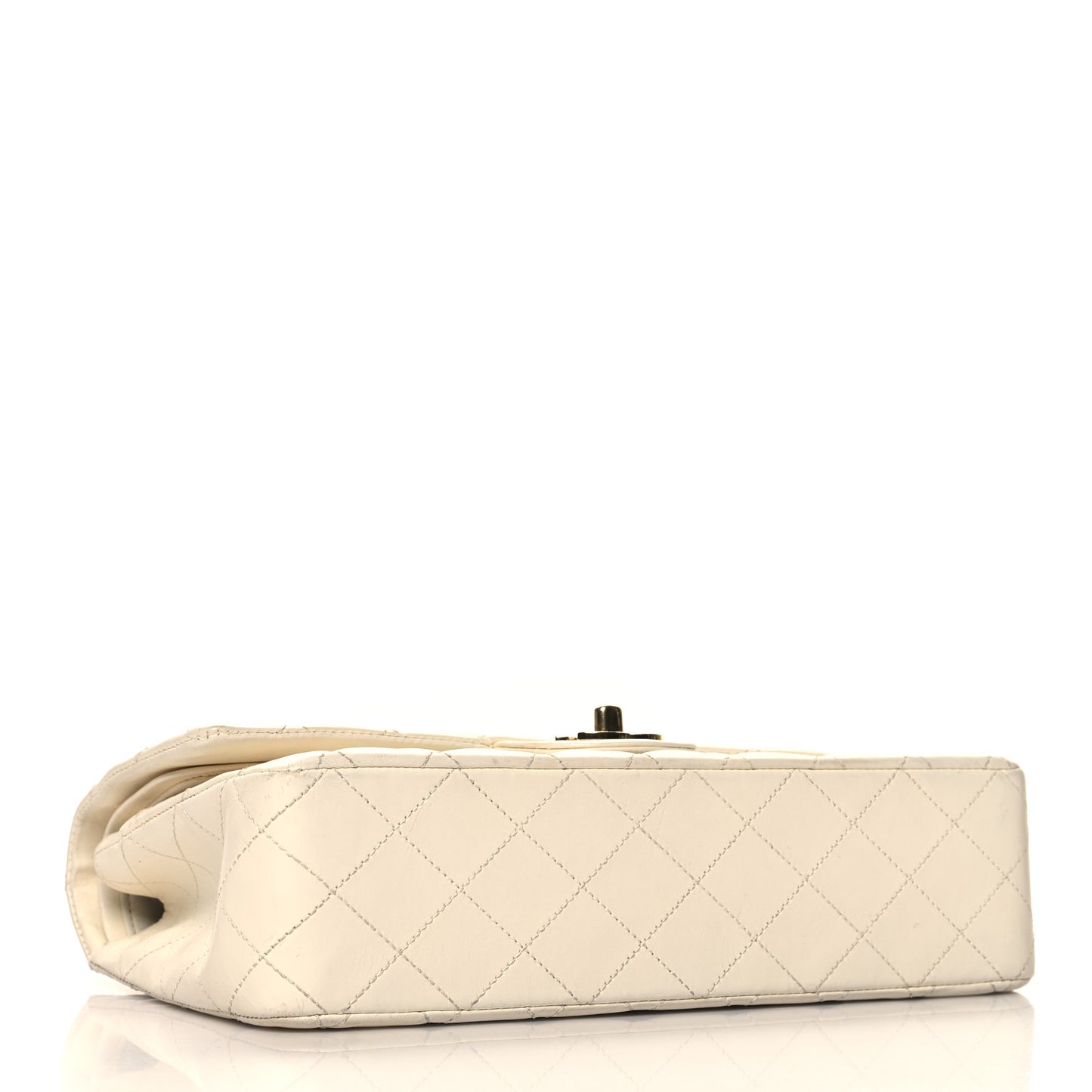 Lambskin Quilted Medium Double Flap White