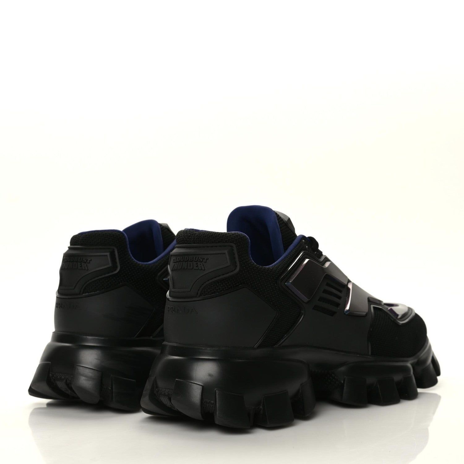 Prada Rubber Knit Fabric Iridescent Mens Cloudbust Thunder Sneakers 9.5 Black 4 of 7