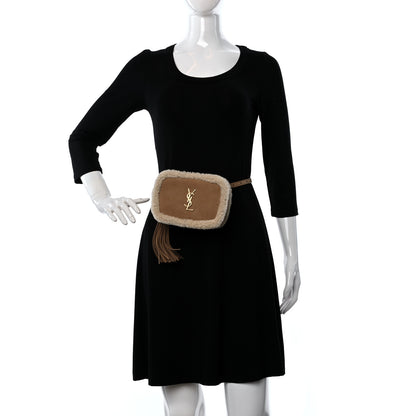 Saint Laurent Suede Shearling Lou Belt Bag Natural Tan 2 of 9