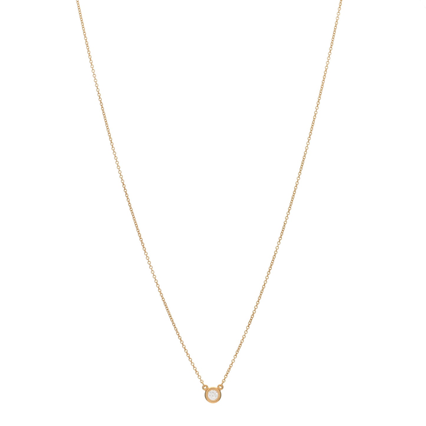 18K Rose Gold Diamond .17ct Elsa Peretti Diamonds by the Yard Pendant Necklace