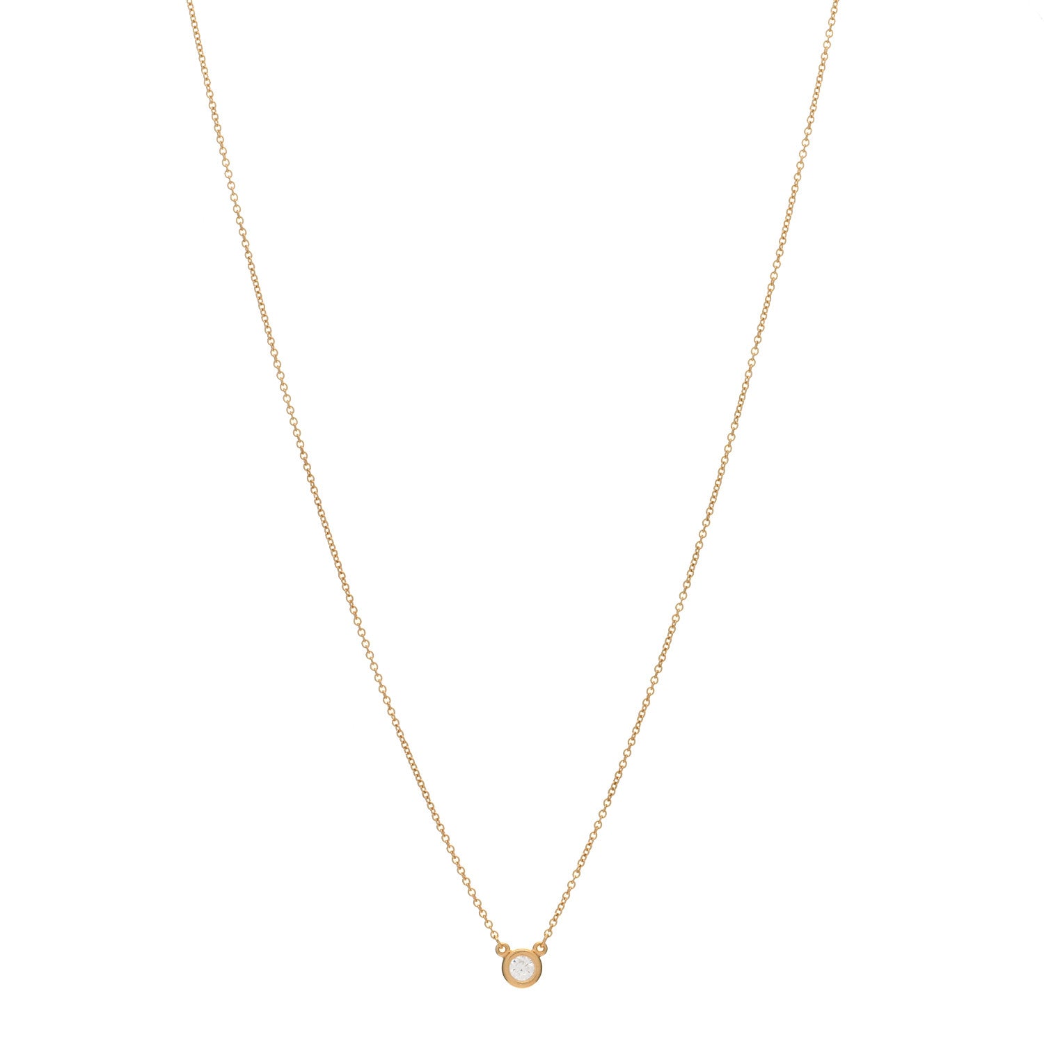 Tiffany 18K Rose Gold Diamond .17ct Elsa Peretti Diamonds by the Yard Pendant Necklace 1 of 4