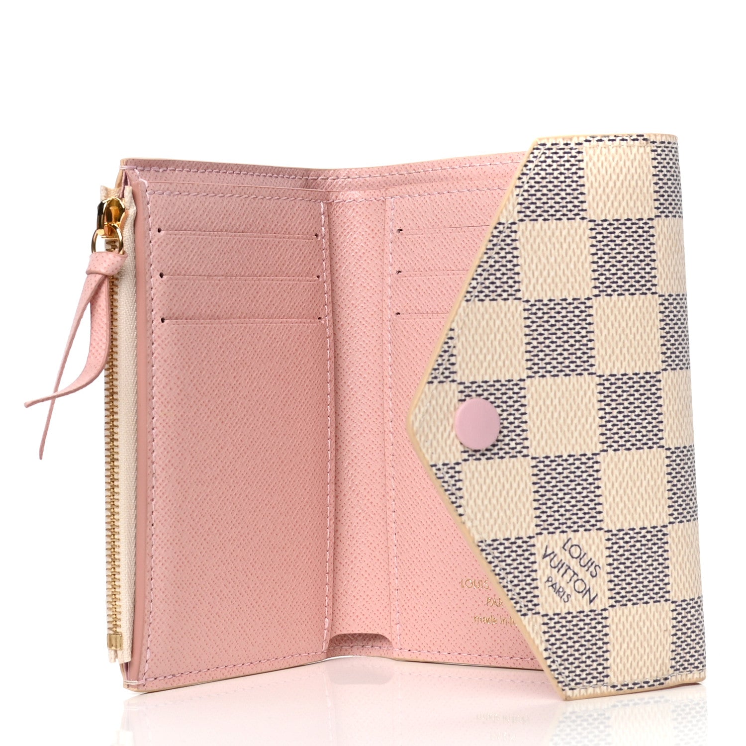 Louis Vuitton Damier Azur Victorine Wallet Rose Ballerine 4 of 4