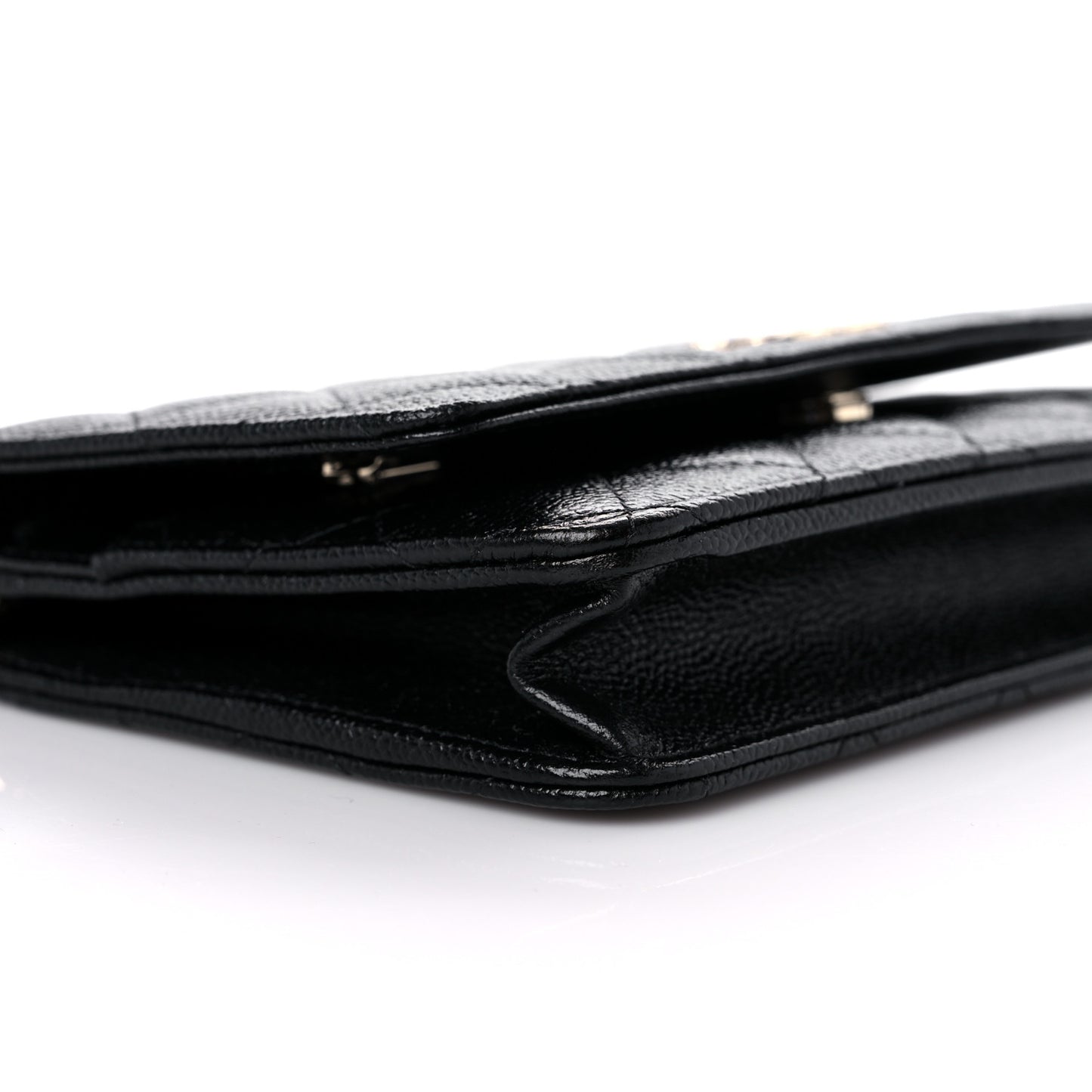 Caviar Quilted Chain CC Wallet On Chain WOC Black