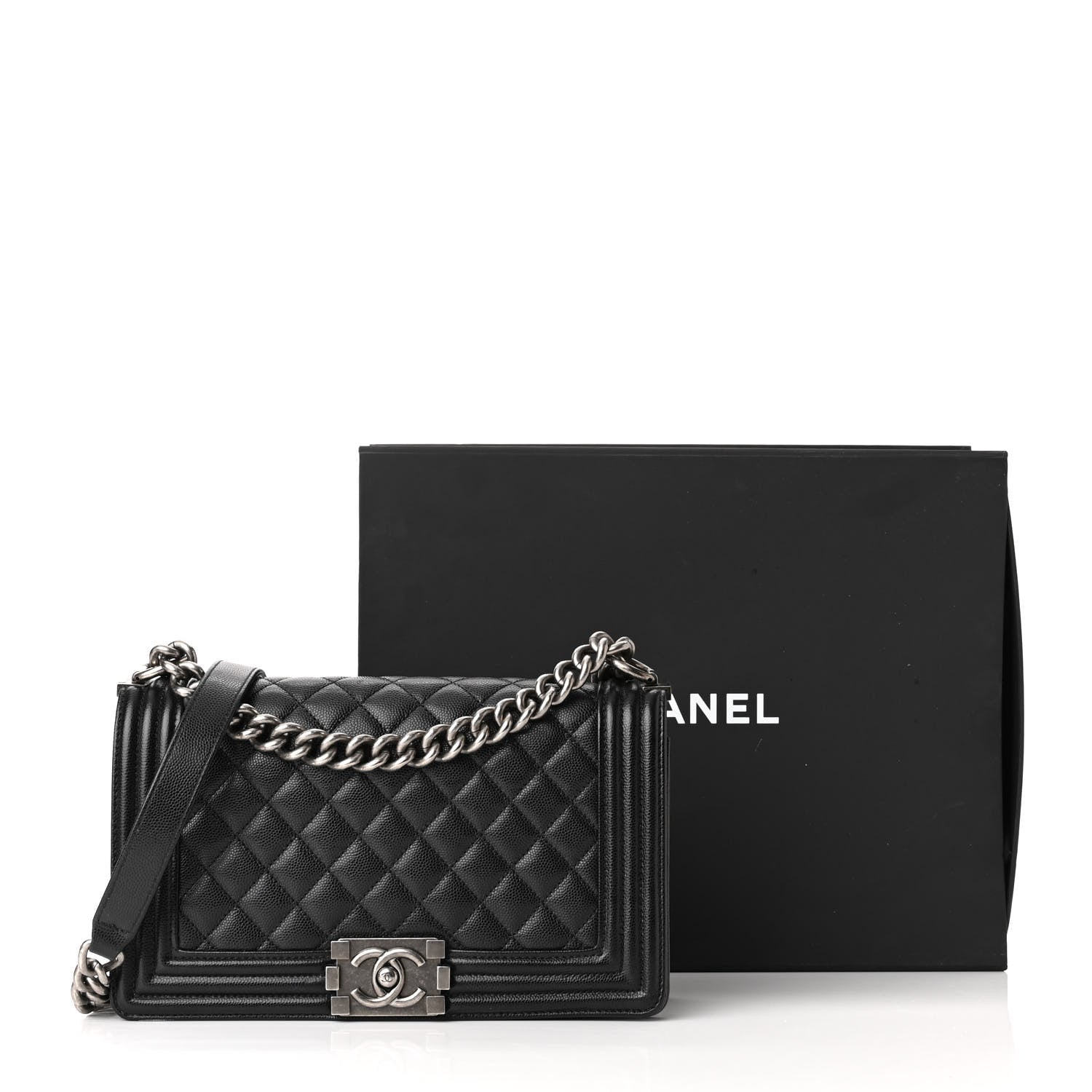Chanel Caviar Quilted Medium Boy Flap Black 12 of 12
