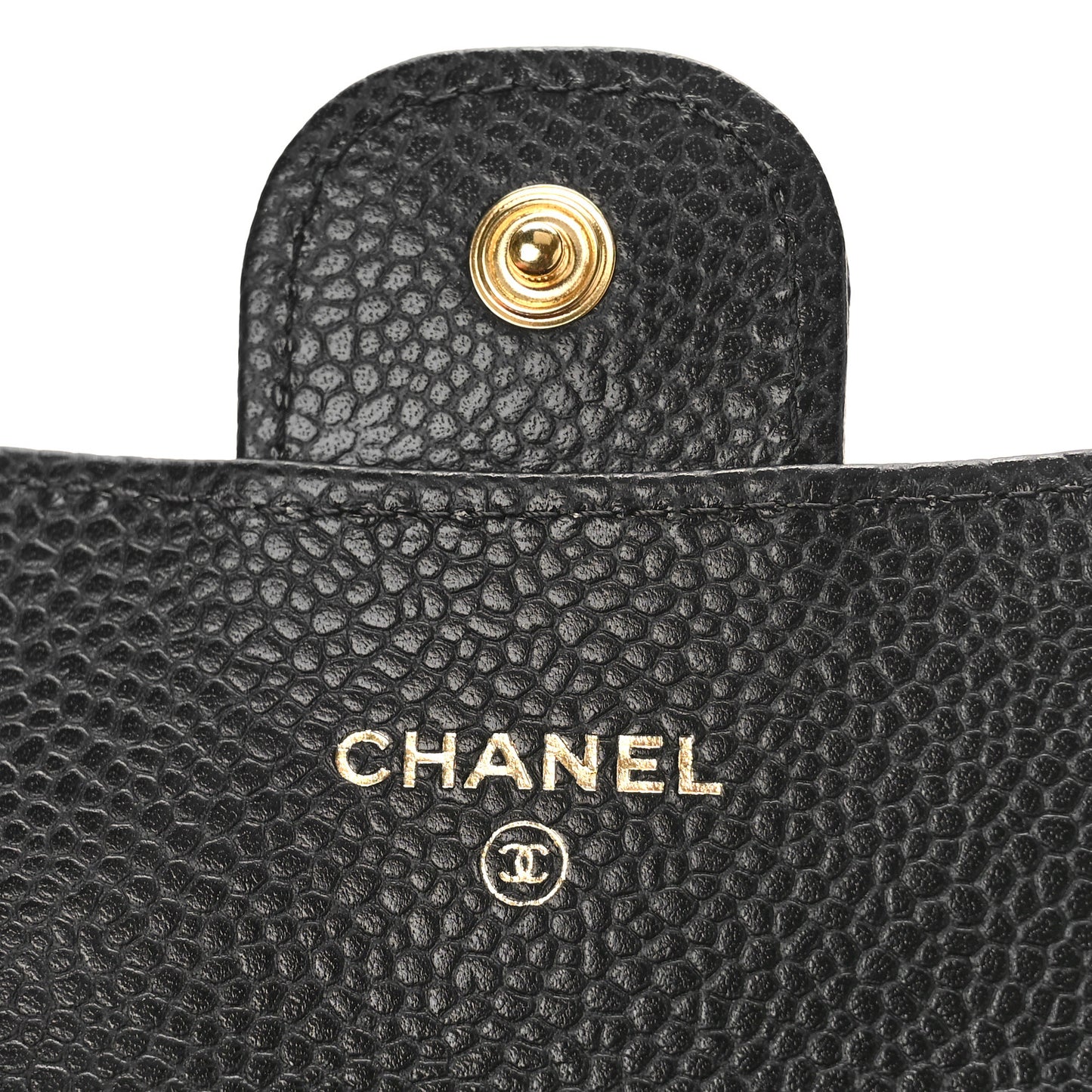 Caviar Quilted Flap Card Holder Wallet Black