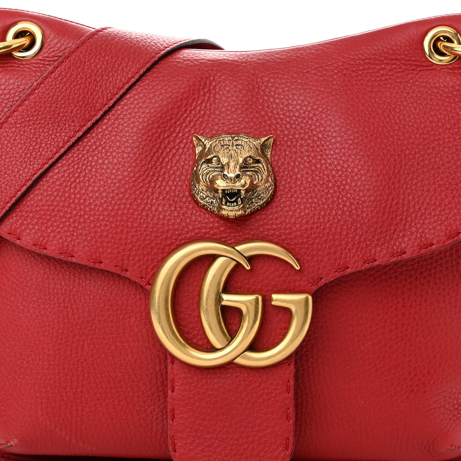 Gucci Cellarius Calfskin GG Marmont Flap Shoulder Bag Vulcanic Red 8 of 13