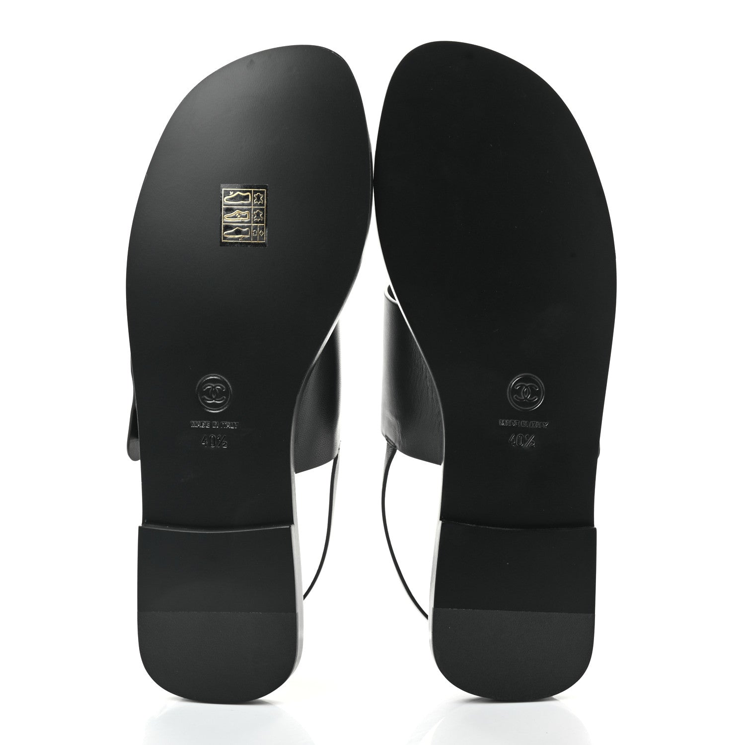 Chanel Goatskin CC Sandals 40.5 Black 5 of 8