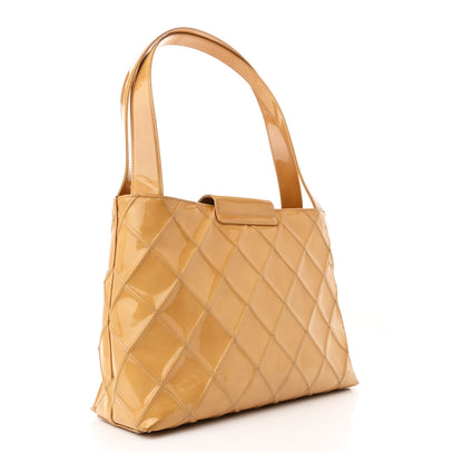 Chanel Patent Quilted Shoulder Bag Beige 3 of 13