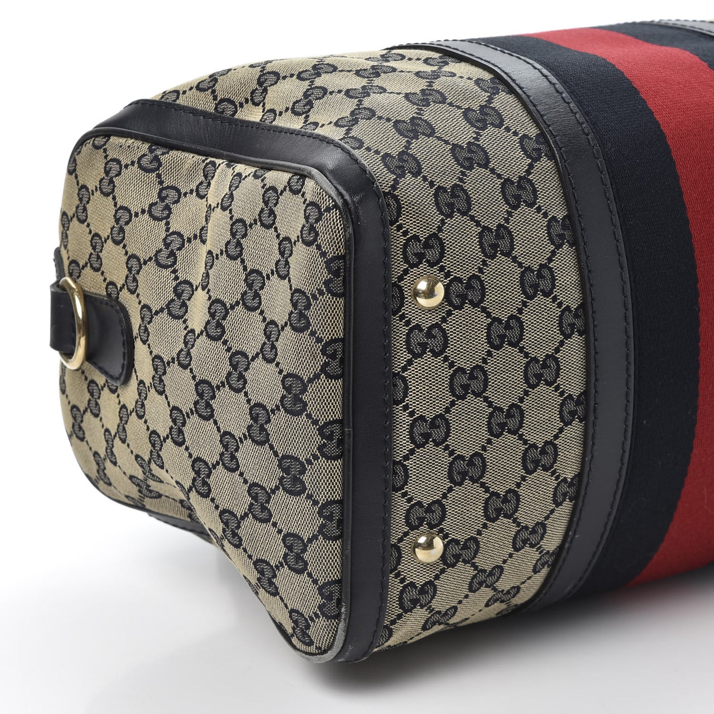 Monogram Selleria Calfskin Vintage Web Medium Boston Beige Blue