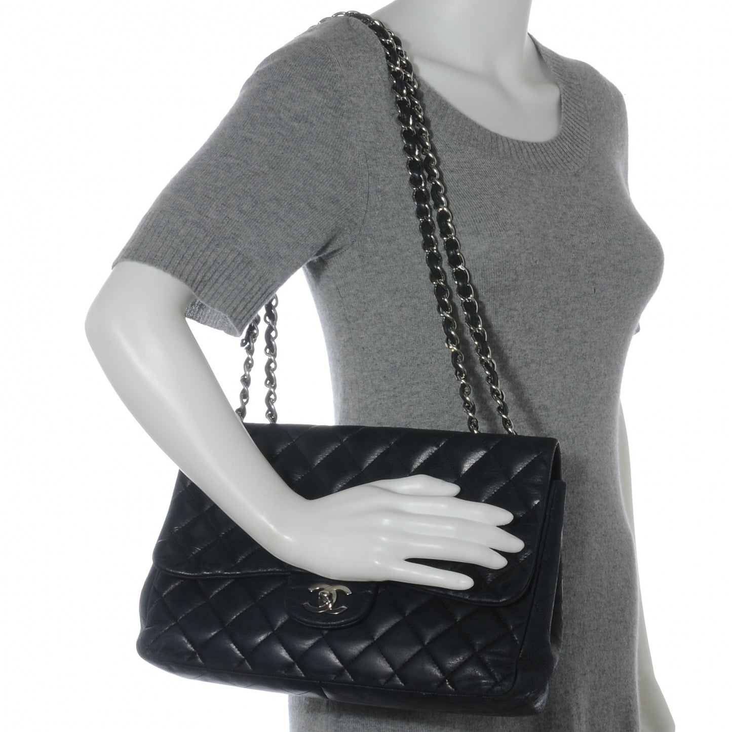 Lambskin Jumbo Single Flap Black