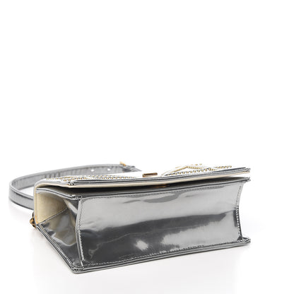 Christian Dior Metallic Patent Studded Small Diorama Flap Bag Silver 3 of 8
