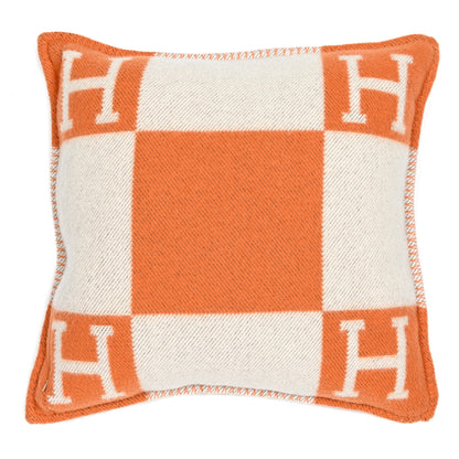 Hermes Wool Cashmere Avalon Pillow PM Ecru Potiron 2 of 3