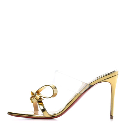 Christian Louboutin Specchio PVC Just Nodo 85 Slide Sandals 39.5 Gold 1 of 14