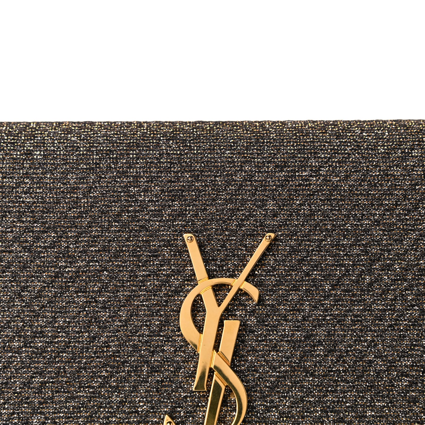 Metallic Canvas Woven Classic Monogram Tassel Clutch Silver Gold