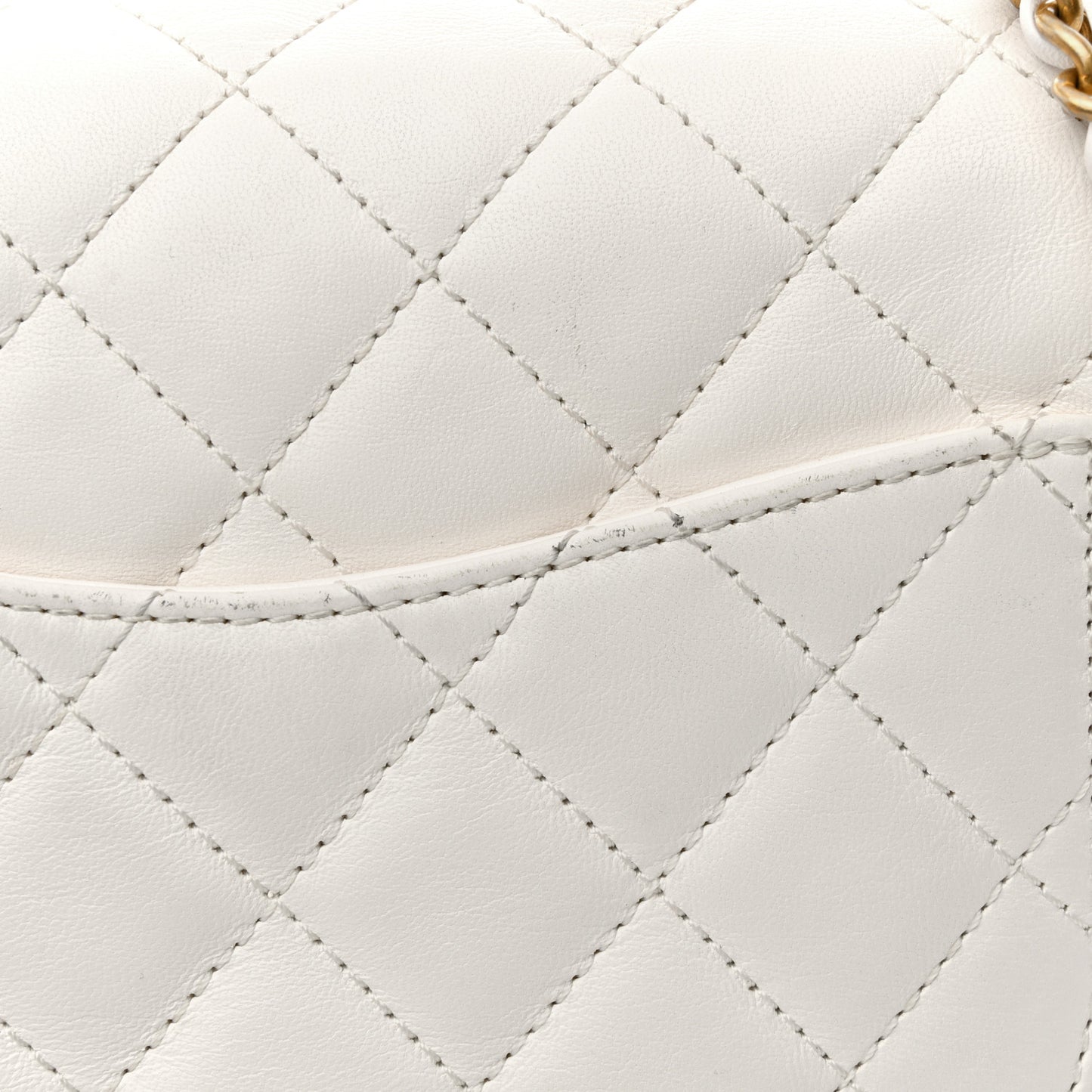 Lambskin Quilted Mini Pearl Crush Flap White