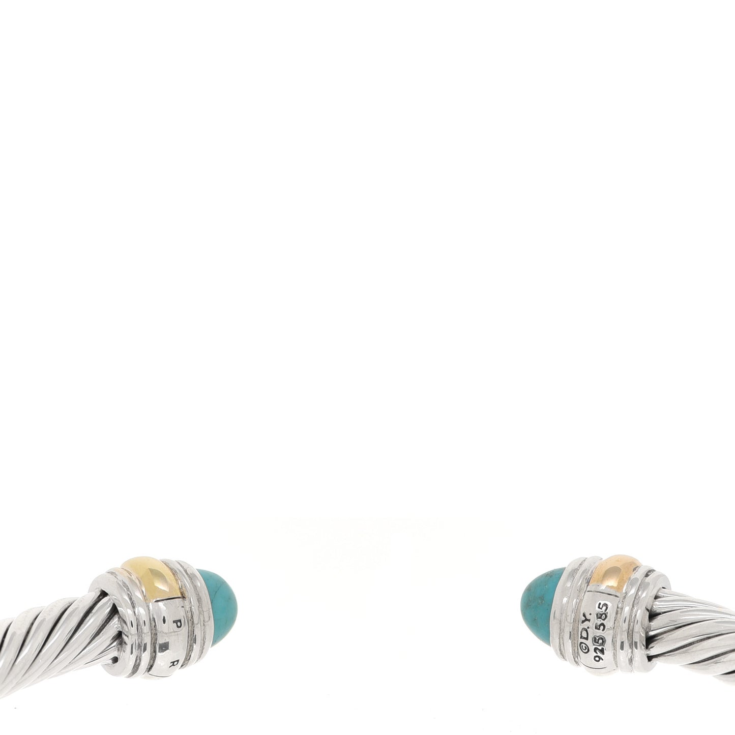 Sterling Silver 14K Yellow Gold Turquoise 5mm Cable Classics Bracelet