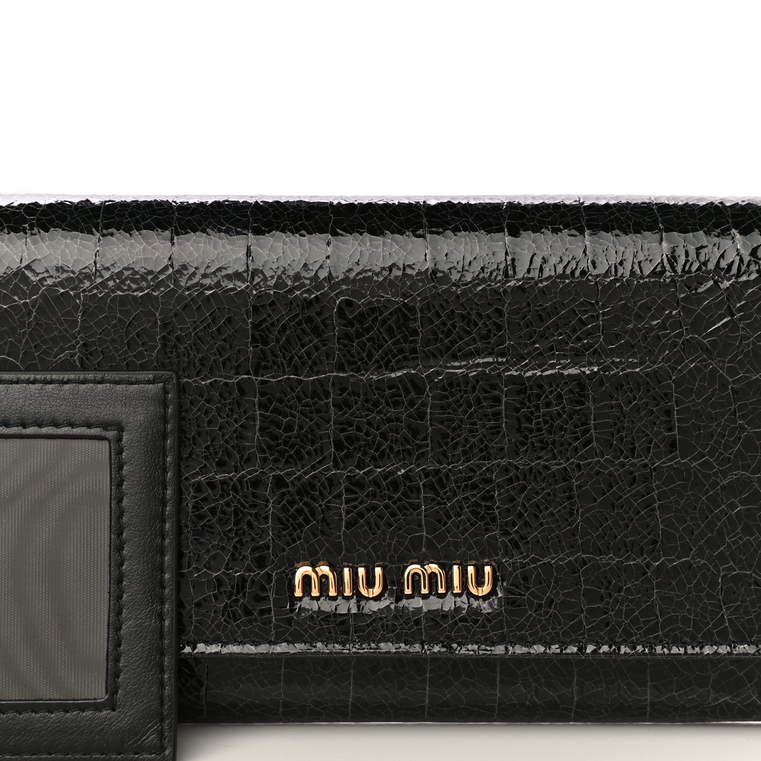 Miu Miu Patent Embossed Crocodile Continental Wallet Black 7 of 10