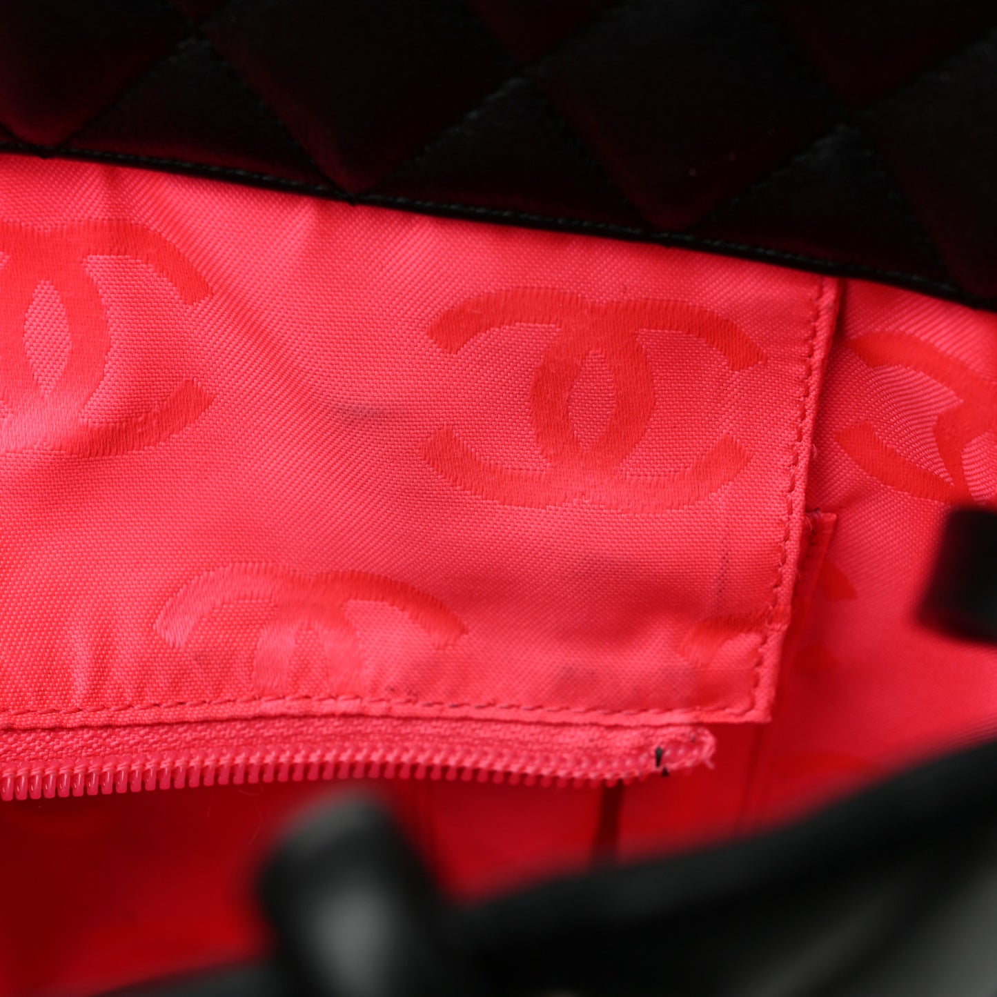 Calfskin Quilted Large Cambon Tote Black
