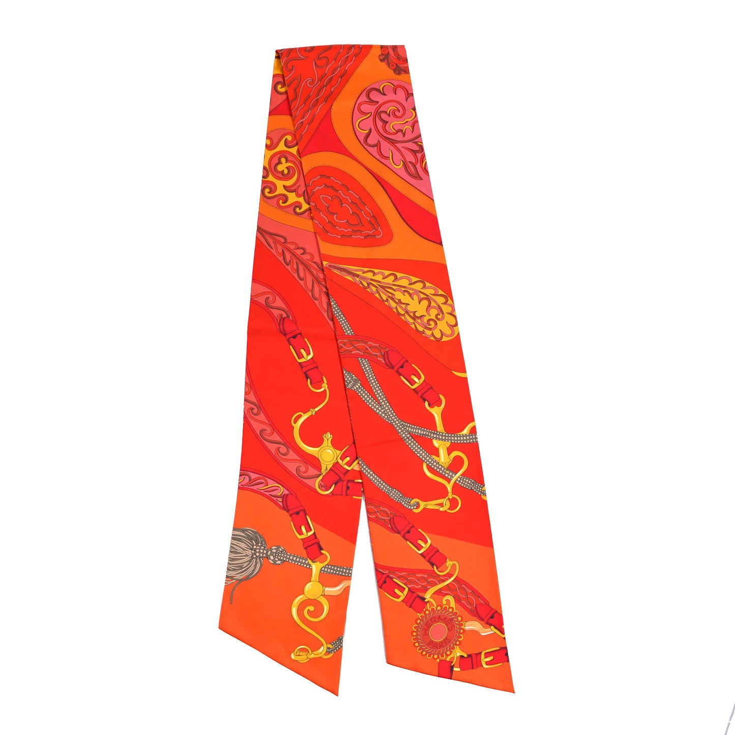 Silk Festival des Amazones Maxi Twilly Orange Vermillon Jaune D'Or