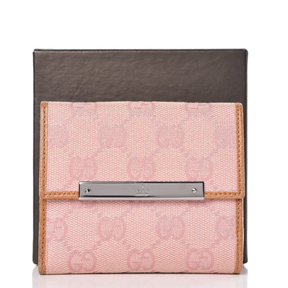 Gucci Monogram Metal Bar French Flap Wallet Pink 8 of 8