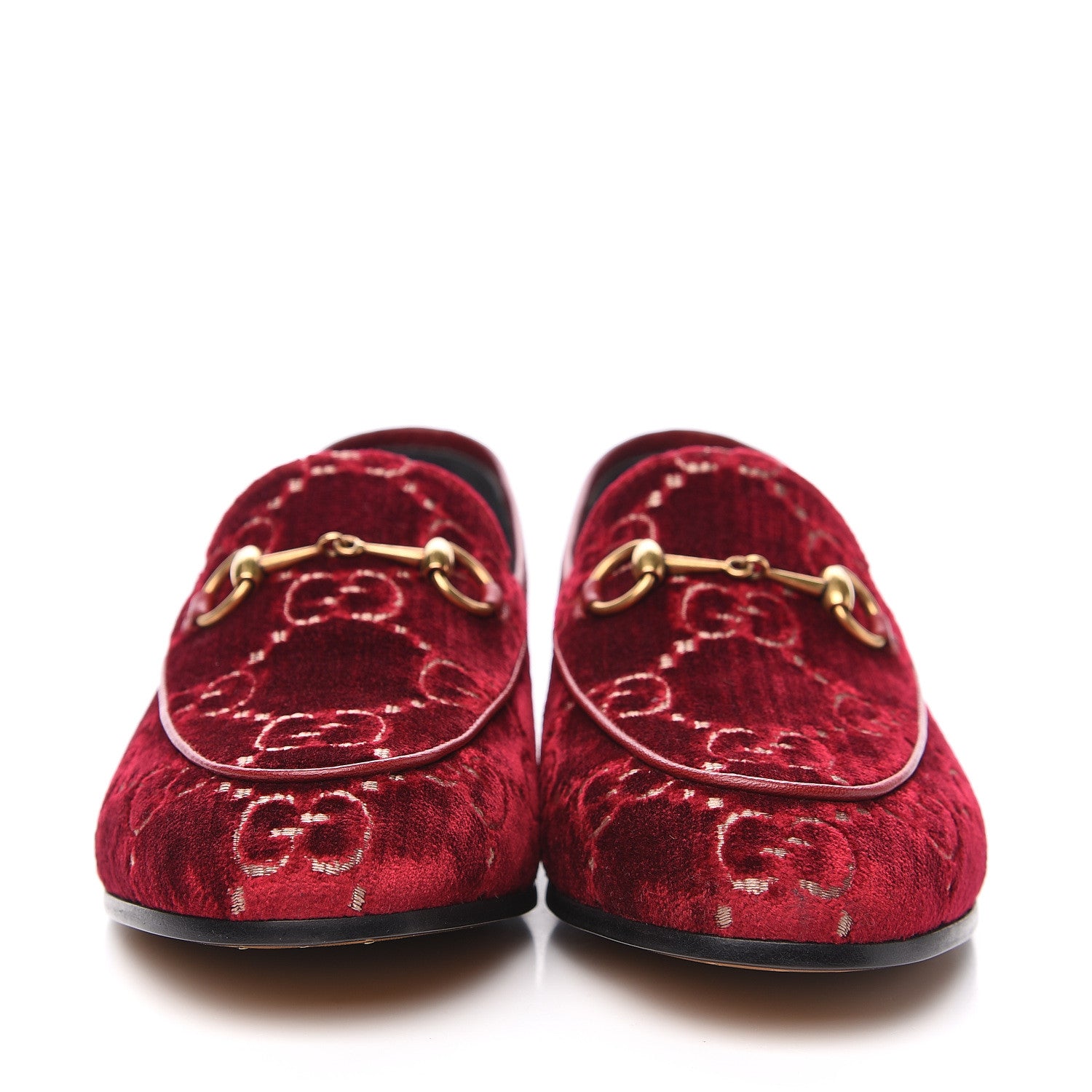 Gucci Velvet Malaga Kid GG Monogram Horsebit Womens Jordaan Loafers 38.5 Red Cipria Romantic Cerise 2 of 9