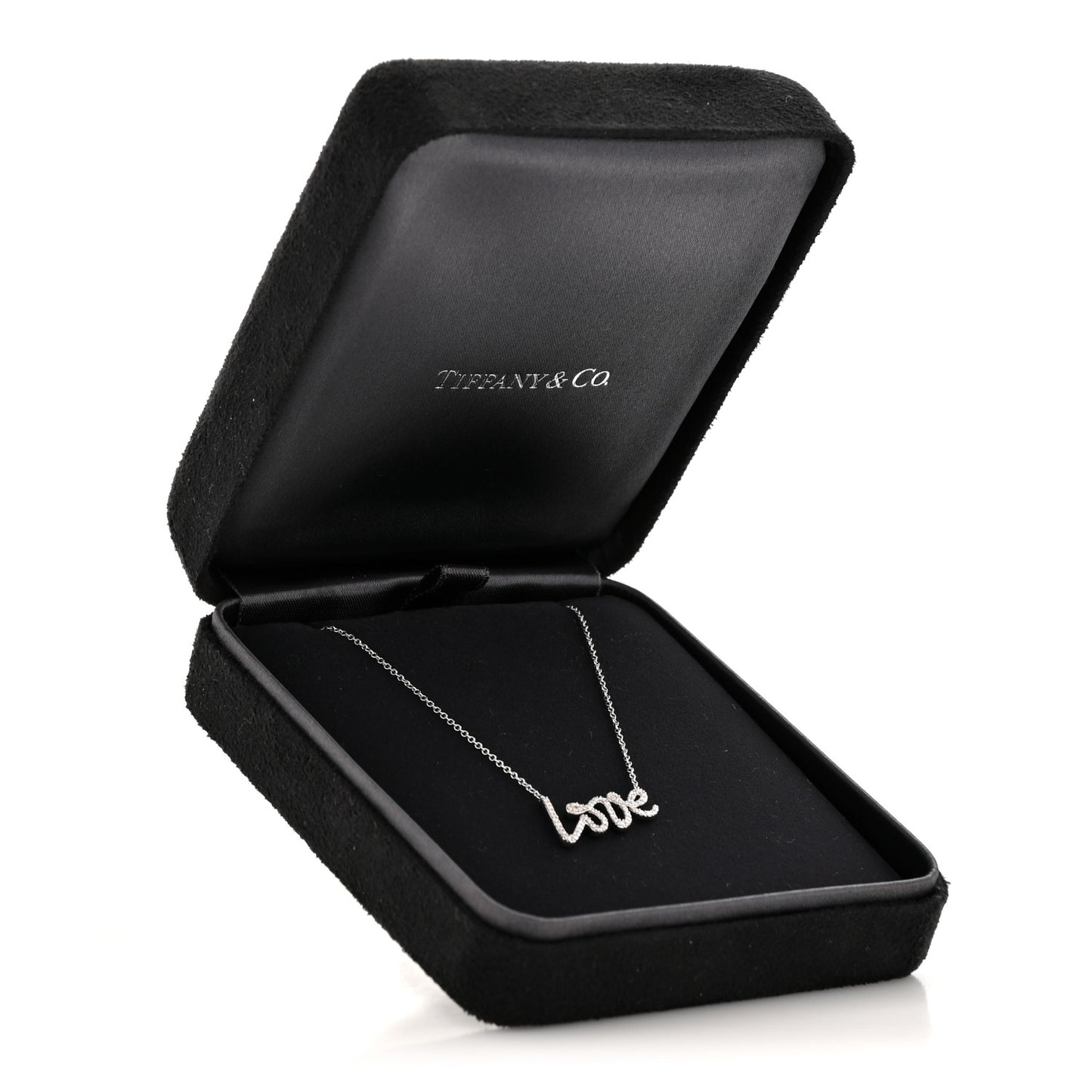 18K White Gold Diamond Paloma's Graffiti Love Pendant Necklace