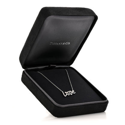 Tiffany 18K White Gold Diamond Paloma's Graffiti Love Pendant Necklace 6 of 7