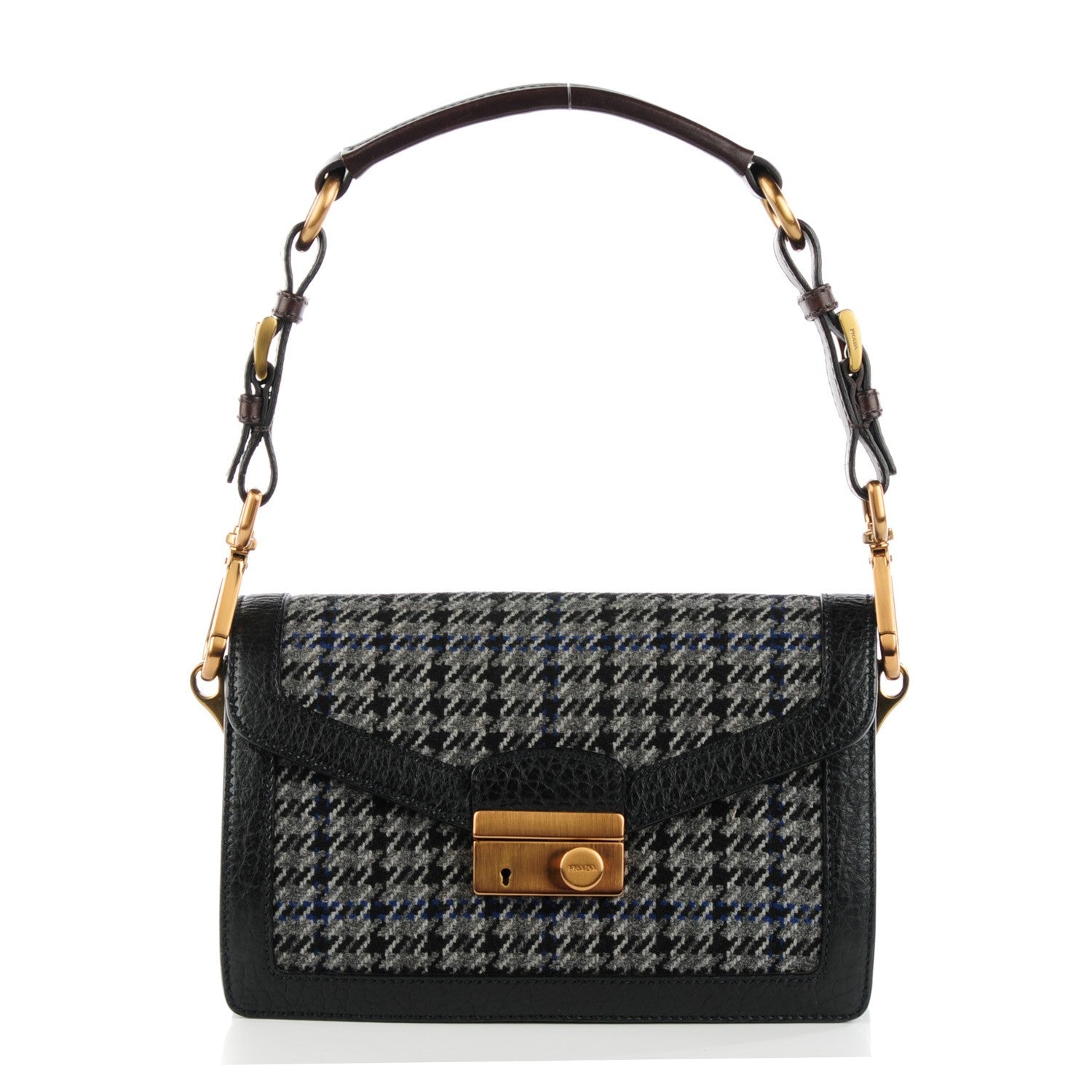 Prada Tweed Sound Shoulder Bag Black 1 of 9