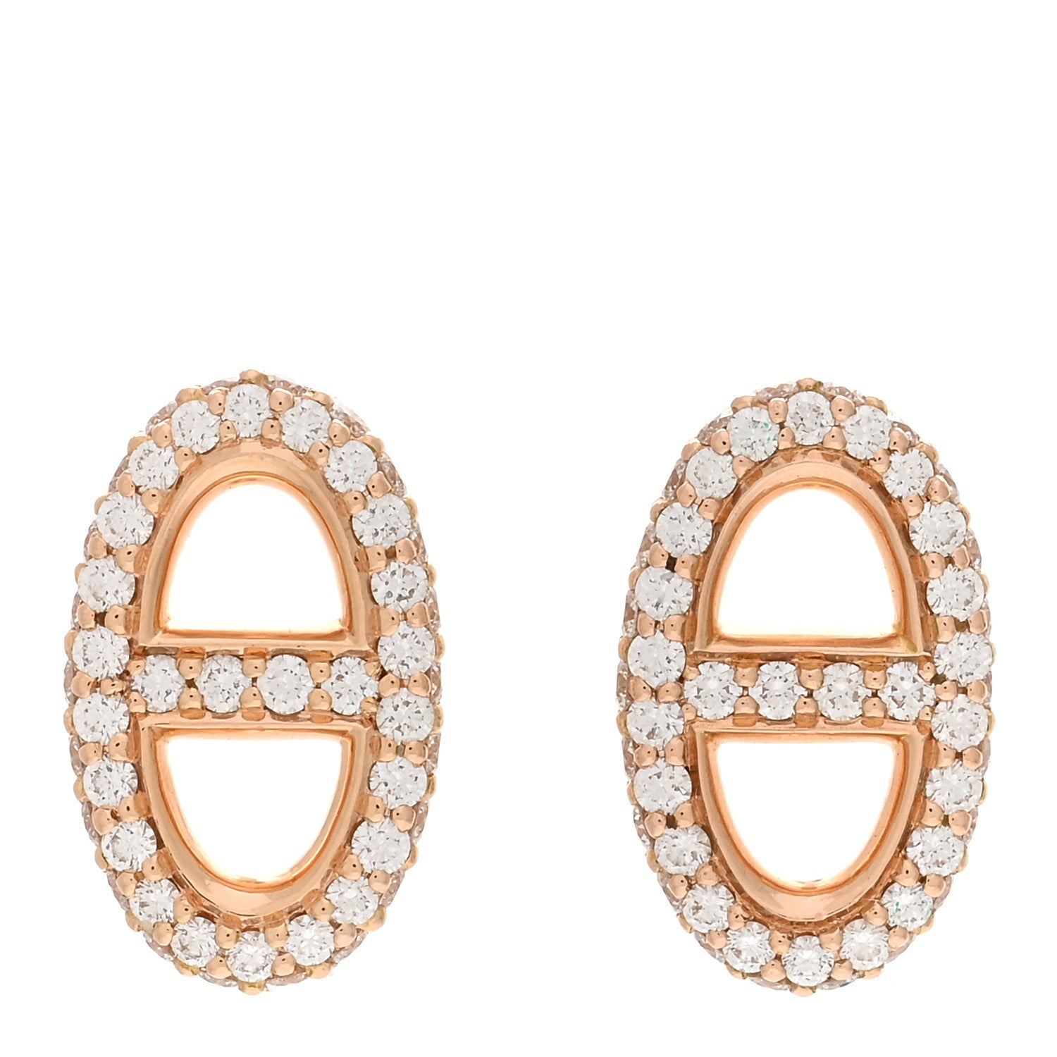 Hermes 18K Rose Gold Diamond New Farandole Earrings 1 of 4