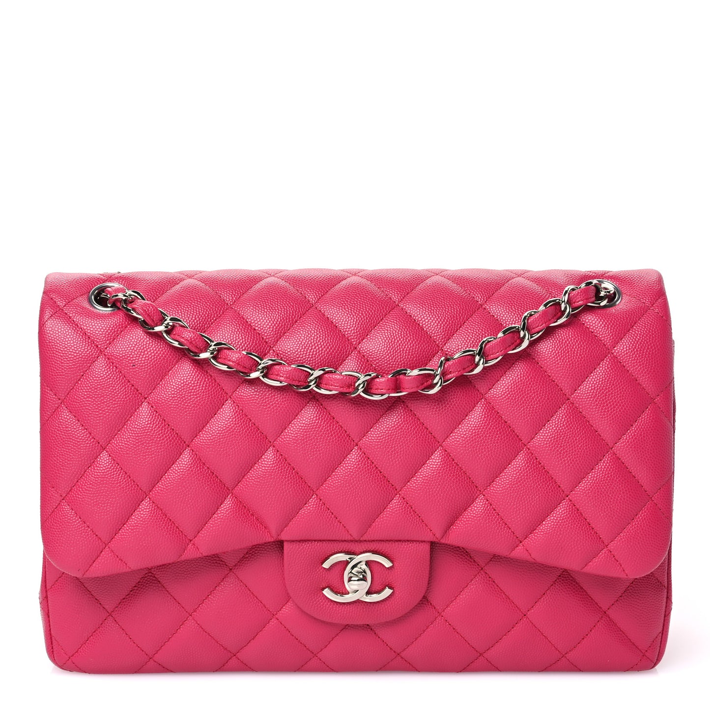 Caviar Quilted Jumbo Double Flap Dark Pink