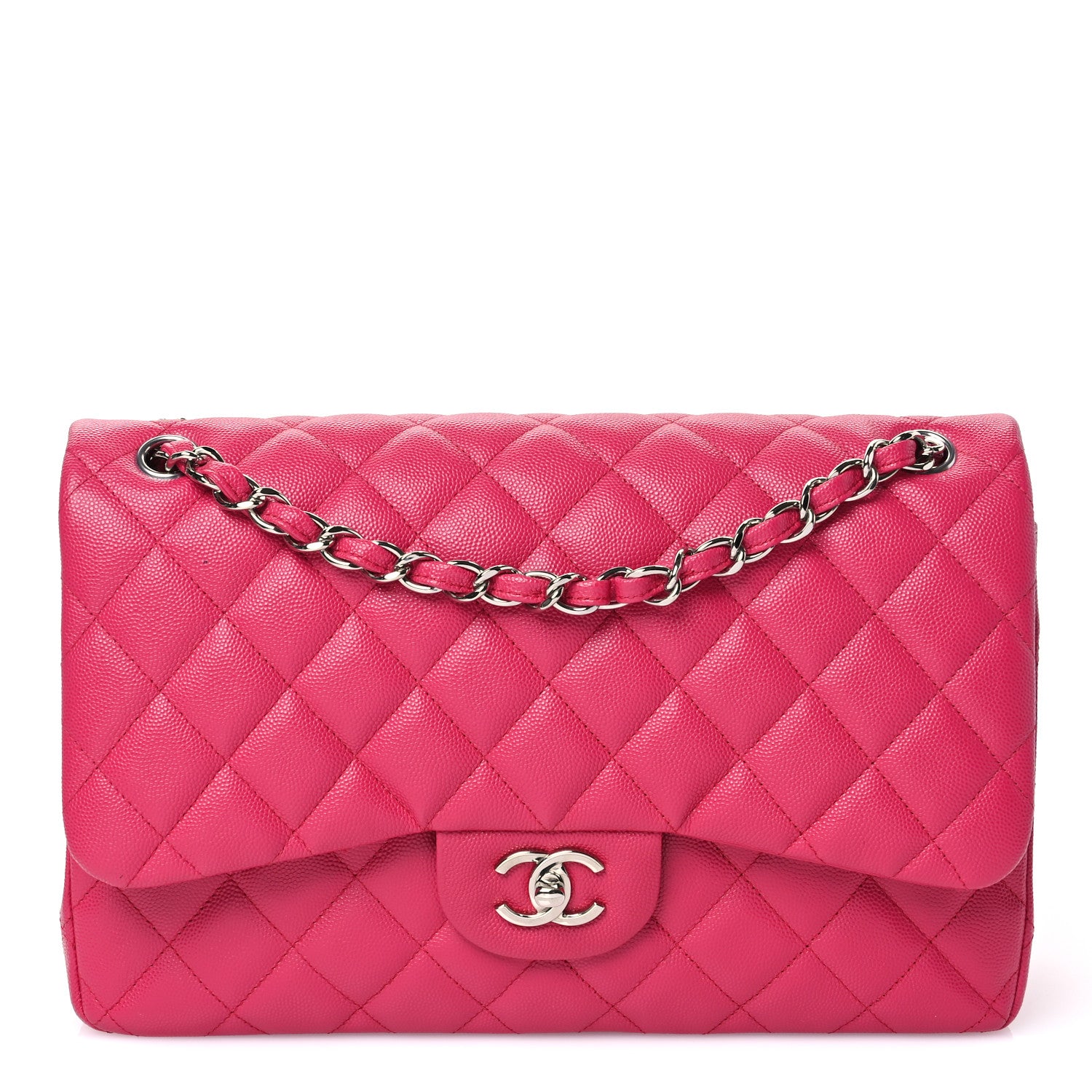 Chanel Caviar Quilted Jumbo Double Flap Dark Pink 1 of 10