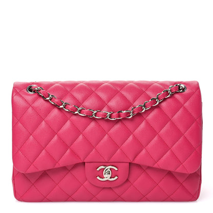 Chanel Caviar Quilted Jumbo Double Flap Dark Pink 1 of 10