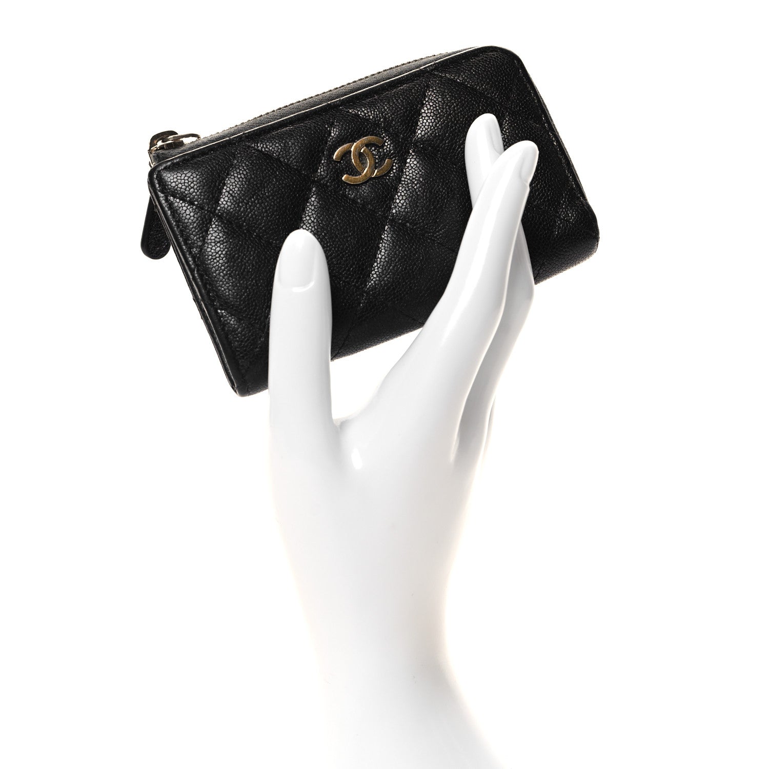 Chanel Iridescent Caviar Quilted Zipped Key Holder Case Black 2 of 8