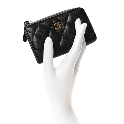 Chanel Iridescent Caviar Quilted Zipped Key Holder Case Black 2 of 8