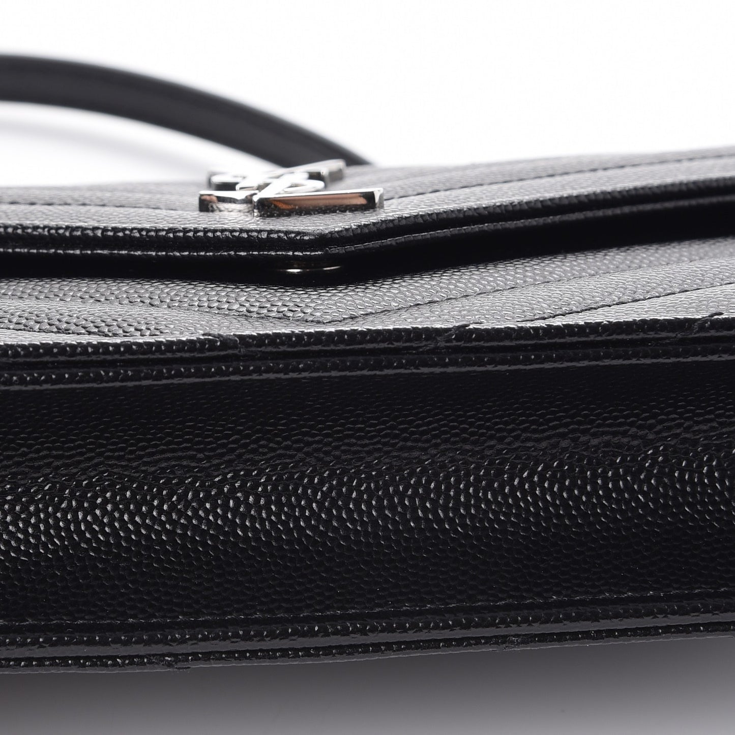 Grain De Poudre Matelasse Chevron Monogram Envelope Chain Wallet Black