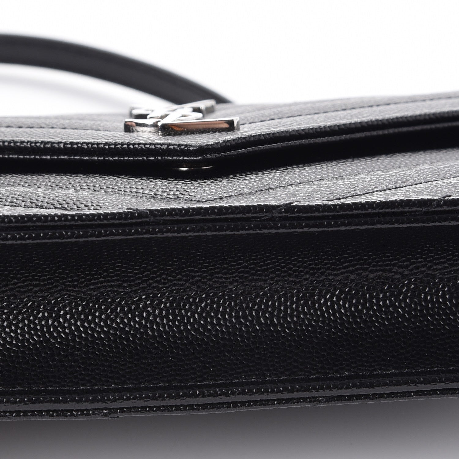 Saint Laurent Grain De Poudre Matelasse Chevron Monogram Envelope Chain Wallet Black 9 of 10