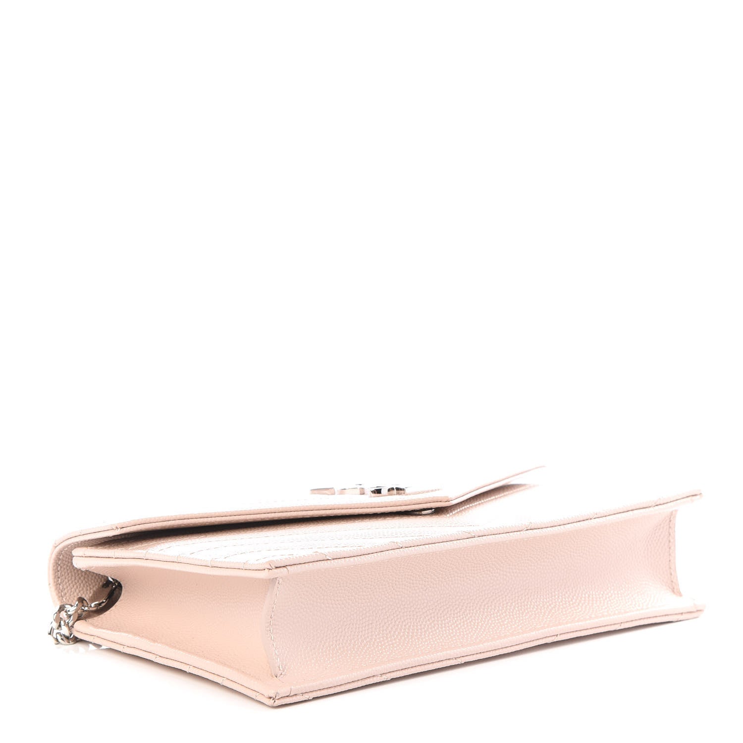 Saint Laurent Grain De Poudre Matelasse Chevron Monogram Envelope Chain Wallet Pale Pink 3 of 9