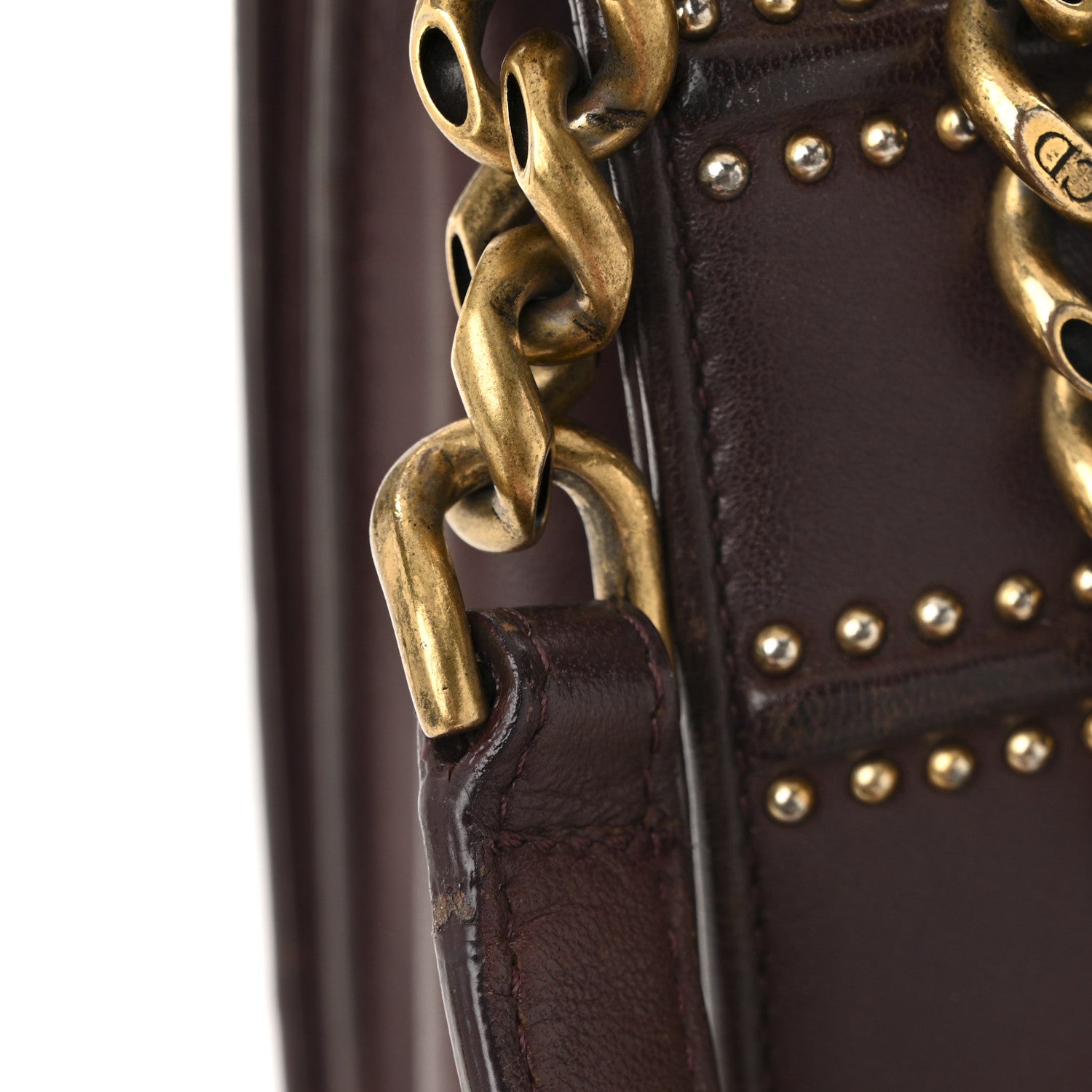 Christian Dior Lambskin Studded Medium Diorama Flap Bag Burgundy 23 of 23