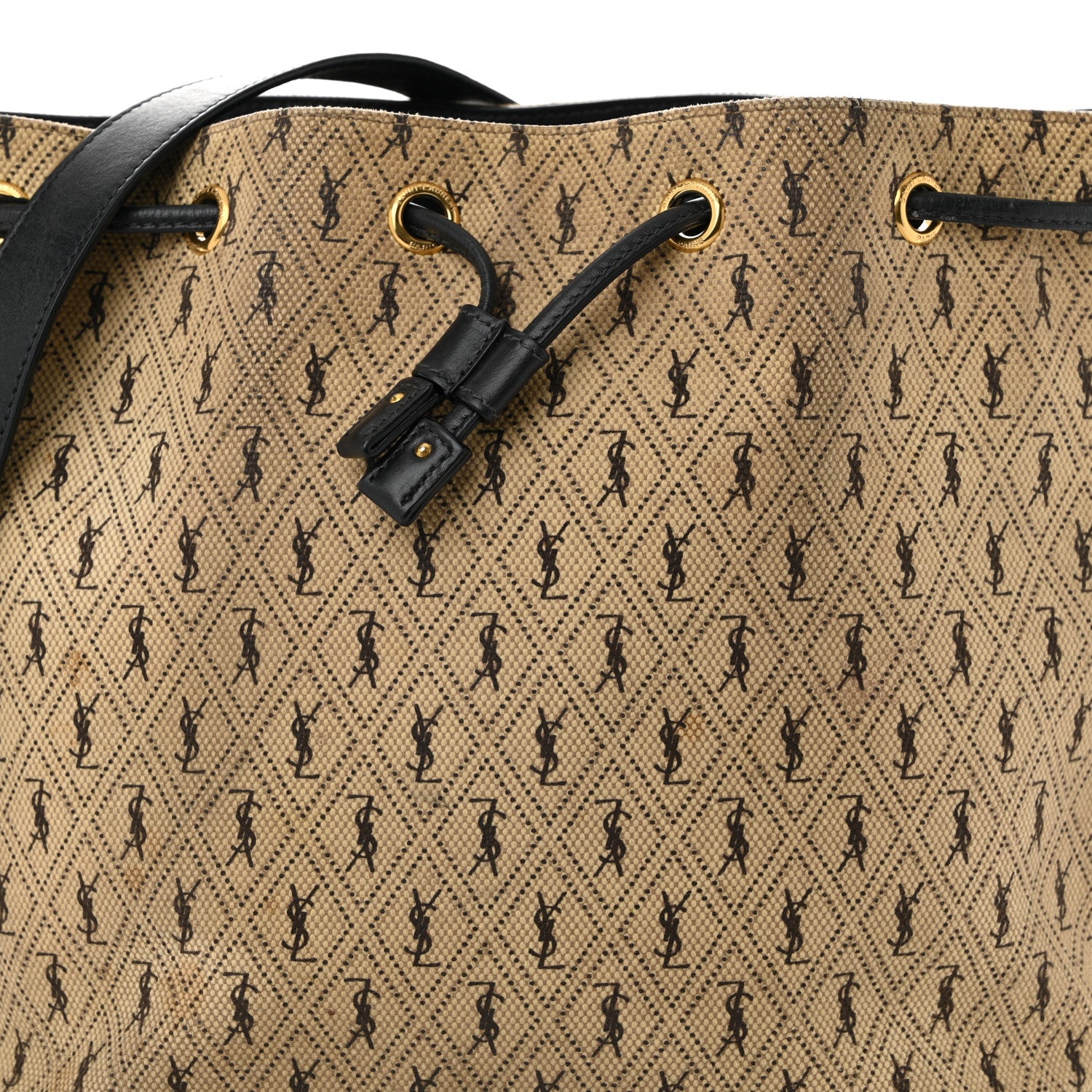 Saint Laurent Canvas All-Over Monogram Bucket Bag Black 8 of 11